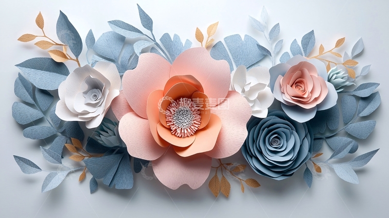 高清大图下载【趣麦麦图】精美纸艺花朵背景图