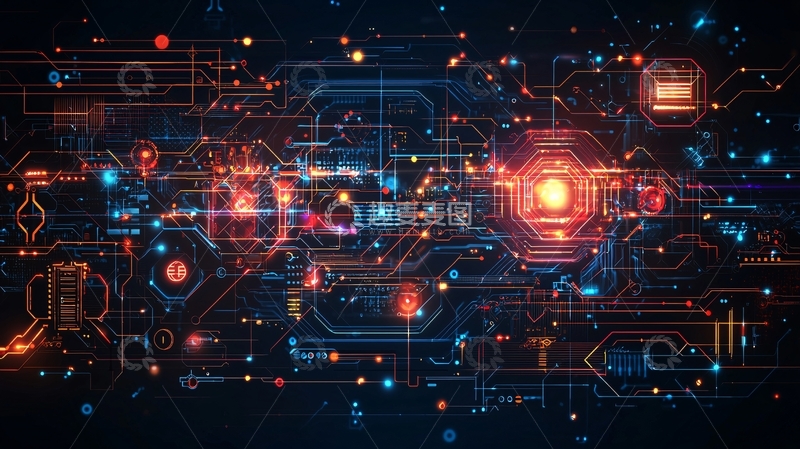 高清大图下载【趣麦麦图】科技感炫酷数字电路图