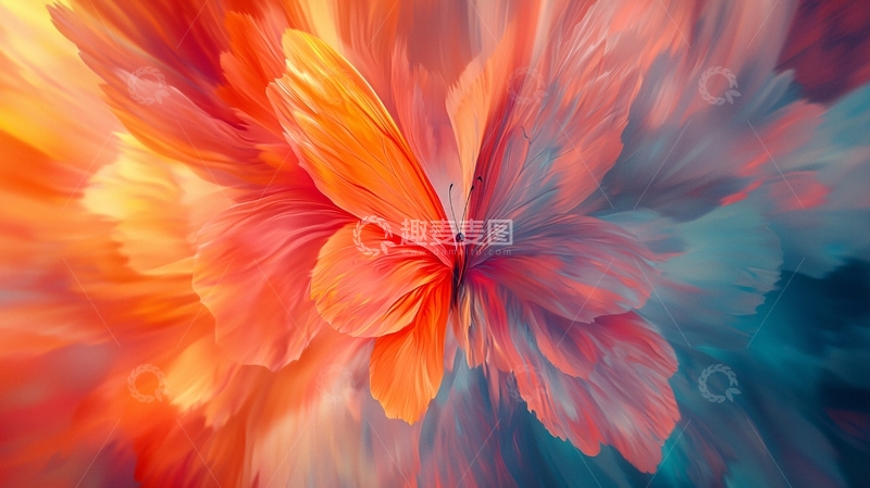 高清大图下载【趣麦麦图】抽象彩绘蝴蝶