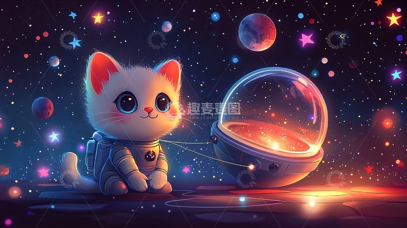 高清大图下载【趣麦麦图】太空猫咪