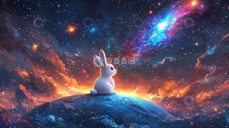 高清大图下载【趣麦麦图】宇宙兔子
