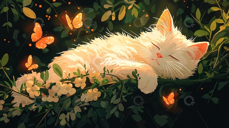 高清大图下载【趣麦麦图】阳光下酣睡的猫咪