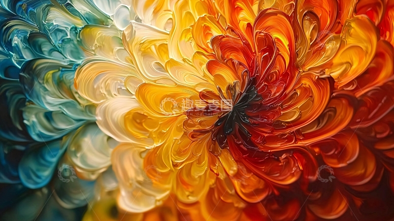 高清大图下载【趣麦麦图】抽象花卉油画