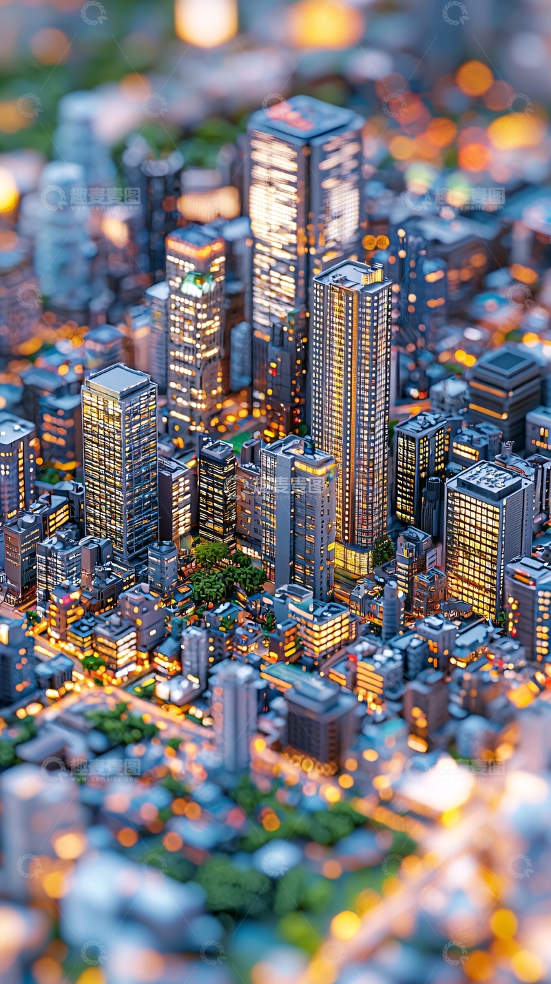 高清大图下载【趣麦麦图】夜景都市俯瞰图