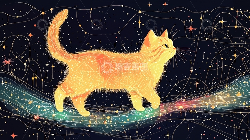 高清大图下载【趣麦麦图】星空猫咪