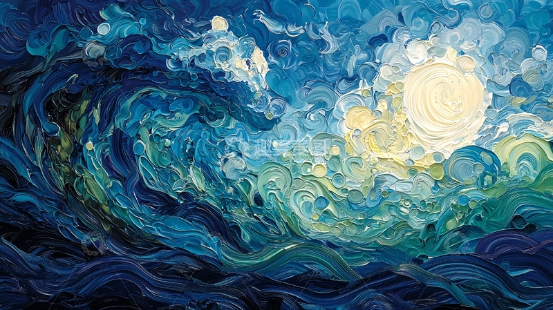 高清大图下载【趣麦麦图】抽象派海洋油画