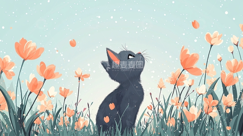 高清大图下载【趣麦麦图】小猫赏花