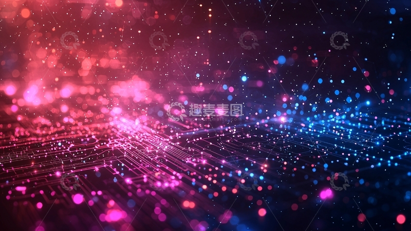 高清大图下载【趣麦麦图】红蓝粒子科技感背景