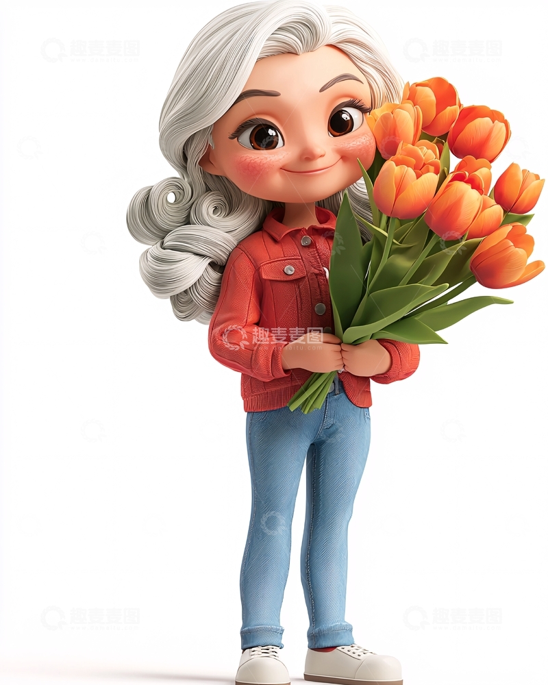 高清大图下载【趣麦麦图】卡通奶奶