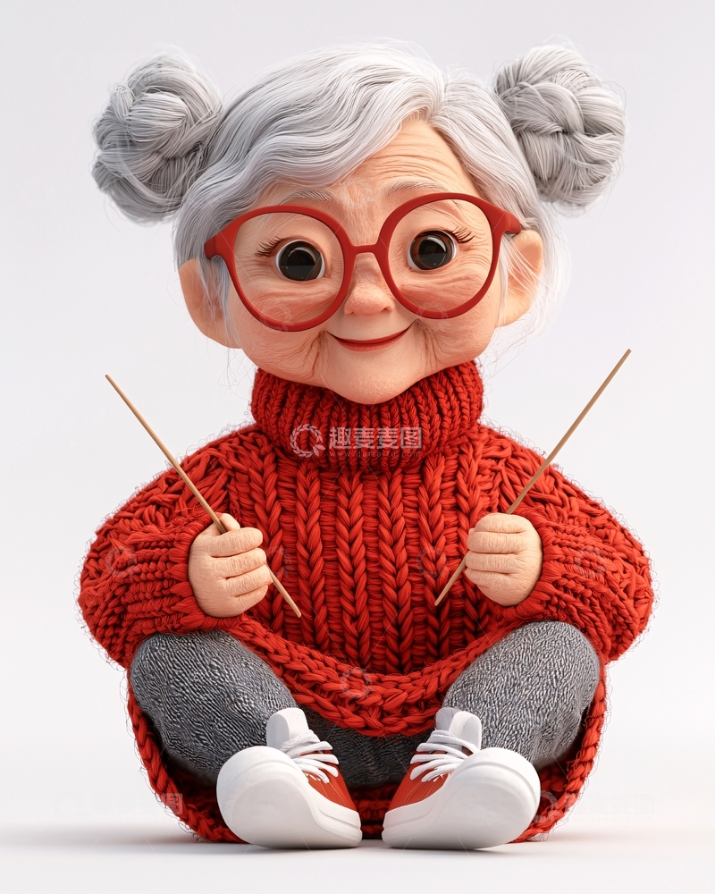 高清大图下载【趣麦麦图】可爱卡通老奶奶