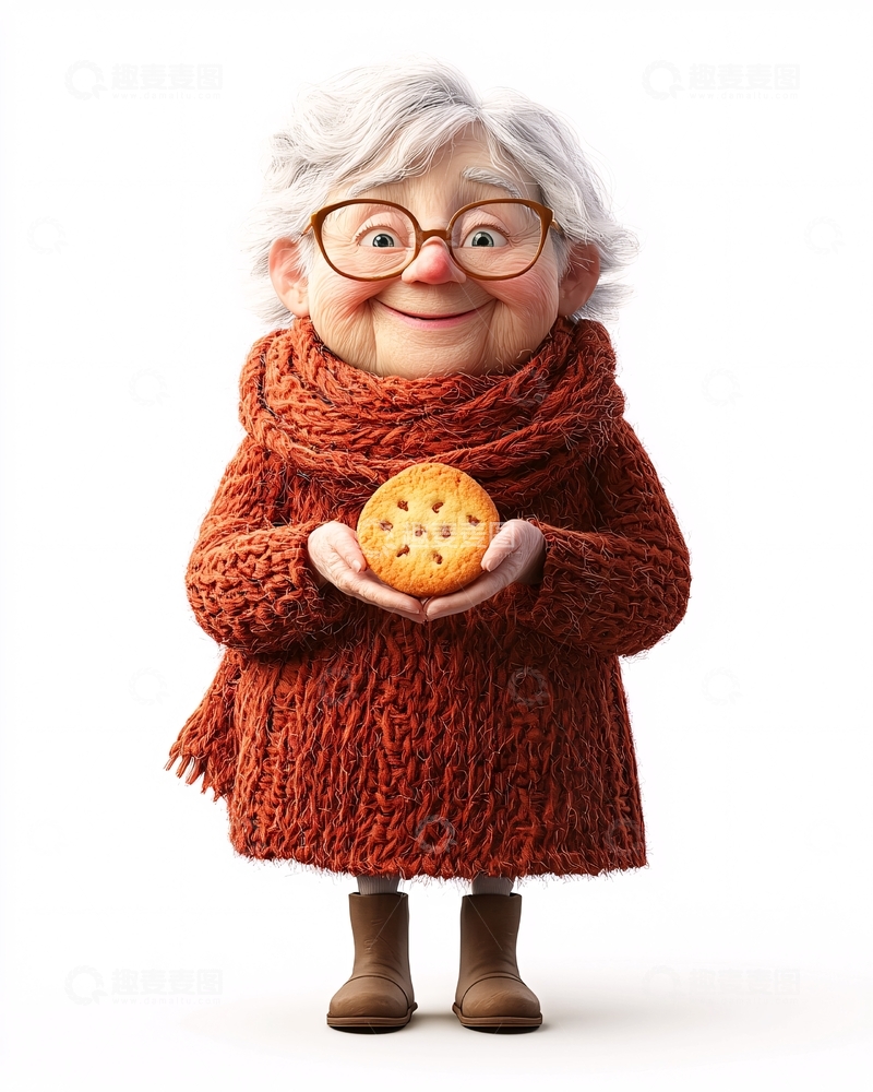 高清大图下载【趣麦麦图】可爱卡通老奶奶
