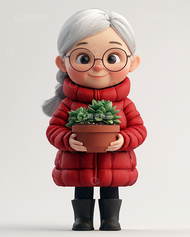 高清大图下载【趣麦麦图】可爱卡通奶奶