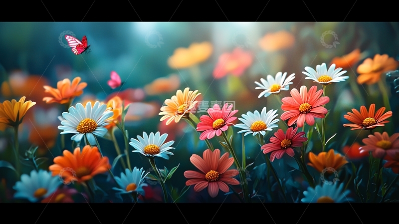 色彩鲜艳的花海高清图