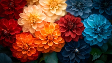 多彩绚丽的大丽花花束