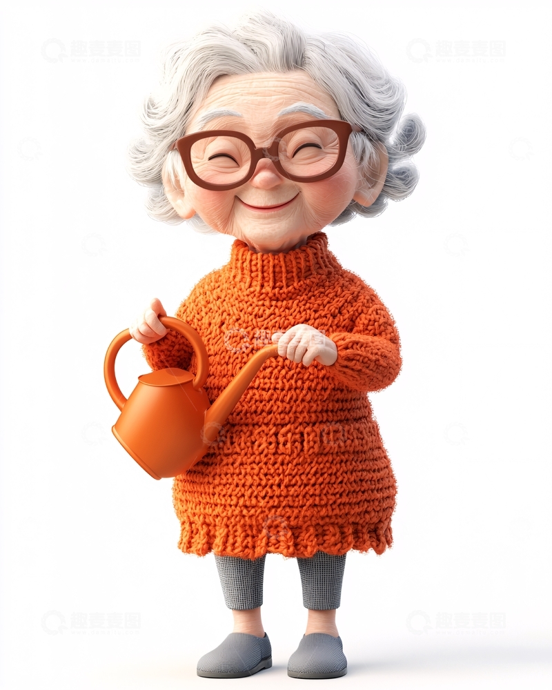 高清大图下载【趣麦麦图】卡通慈祥老奶奶
