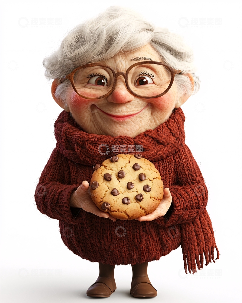 高清大图下载【趣麦麦图】可爱卡通老奶奶