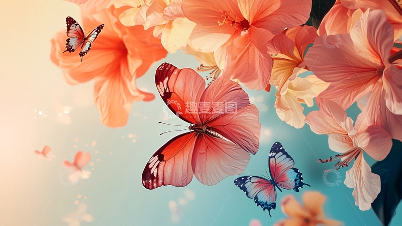高清大图下载【趣麦麦图】蝴蝶与花朵