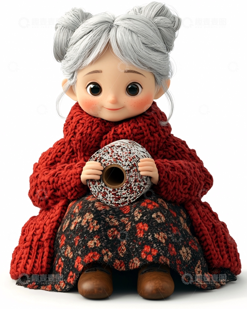 高清大图下载【趣麦麦图】可爱奶奶卡通形象