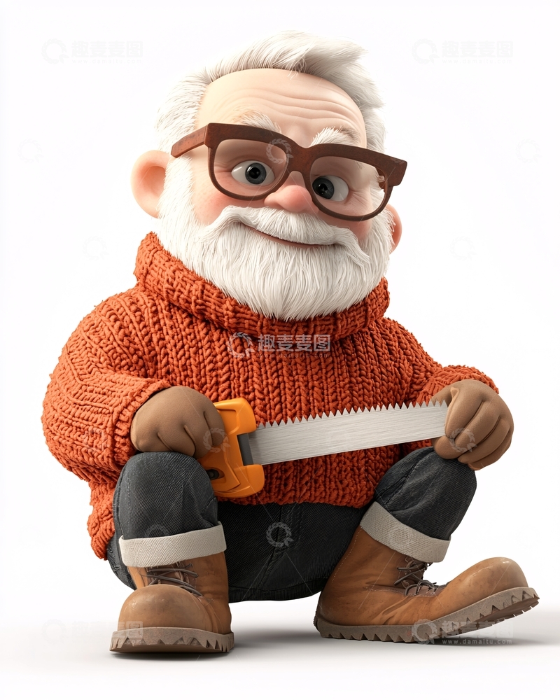 高清大图下载【趣麦麦图】可爱卡通老爷爷