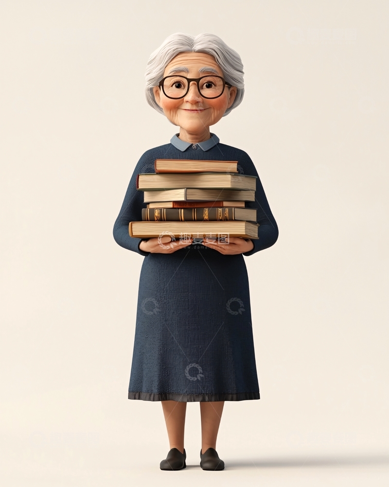 高清大图下载【趣麦麦图】卡通老太太