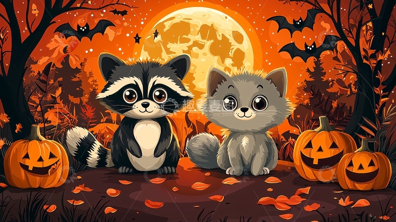 高清大图下载【趣麦麦图】卡通浣熊