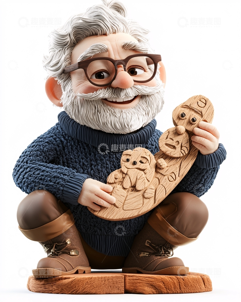 高清大图下载【趣麦麦图】卡通老爷爷