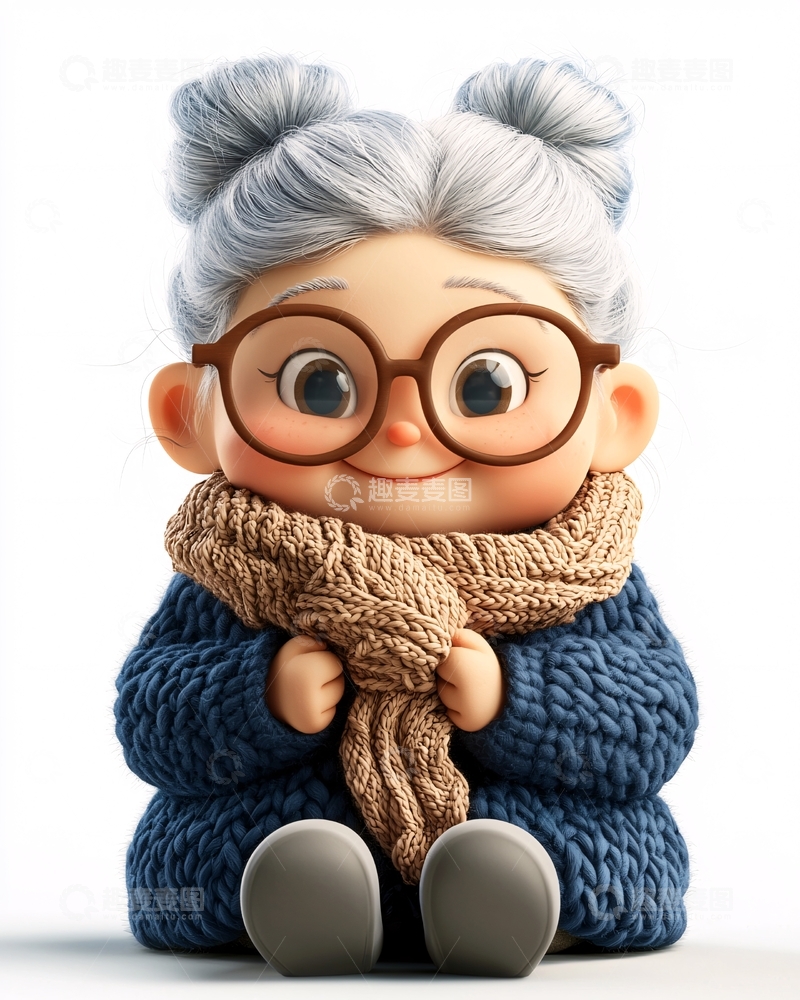 高清大图下载【趣麦麦图】可爱卡通老奶奶