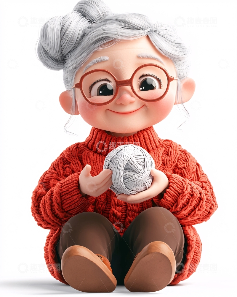 高清大图下载【趣麦麦图】可爱卡通老奶奶