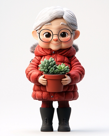 可爱卡通老奶奶