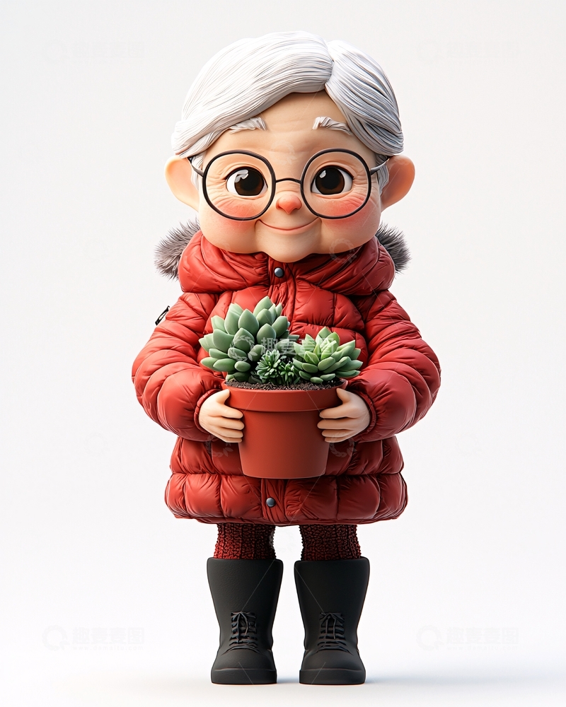 高清大图下载【趣麦麦图】可爱卡通老奶奶