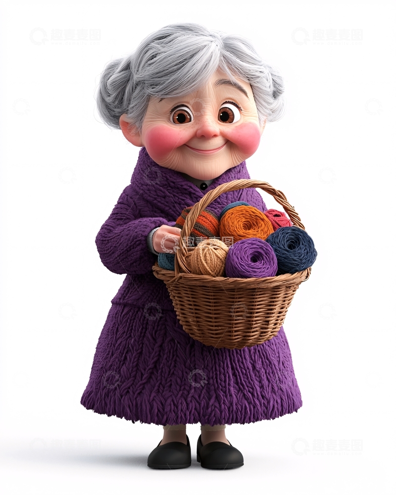高清大图下载【趣麦麦图】卡通老奶奶