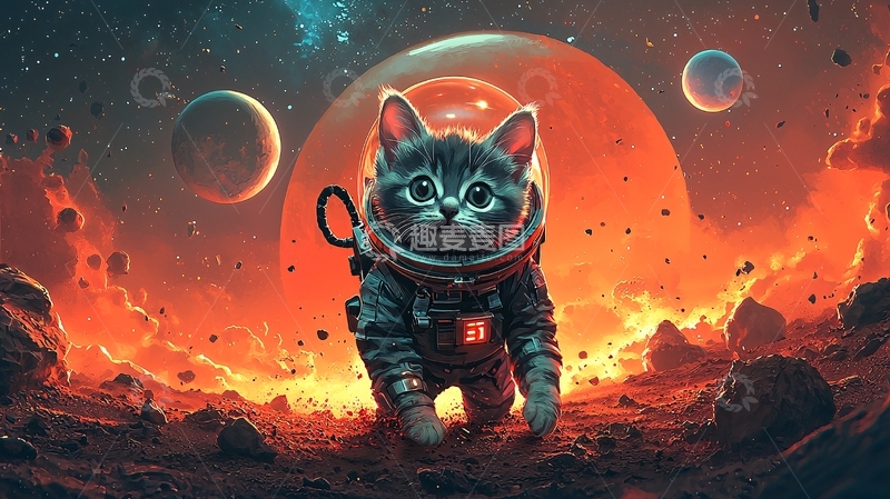 高清大图下载【趣麦麦图】太空猫