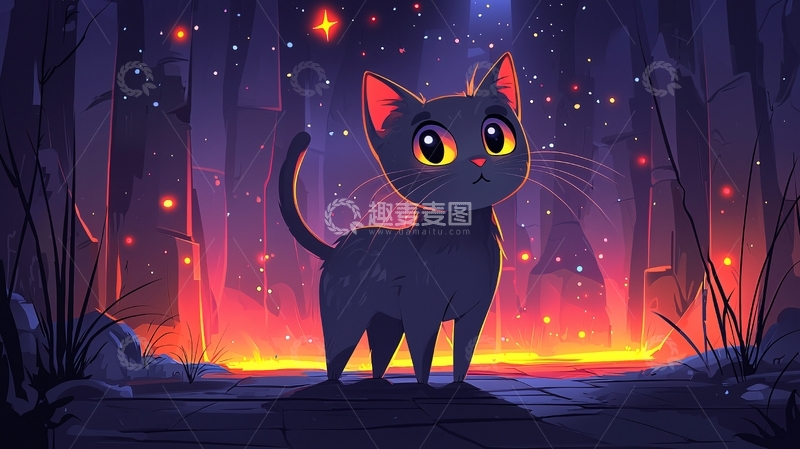 高清大图下载【趣麦麦图】黑猫