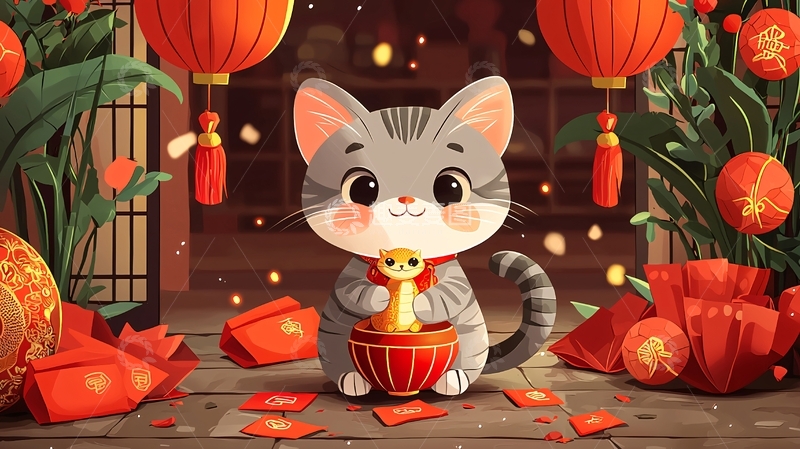 高清大图下载【趣麦麦图】新年猫咪