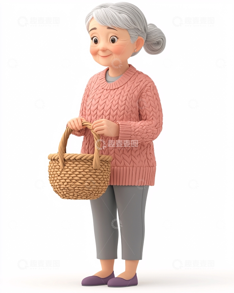 高清大图下载【趣麦麦图】慈祥的卡通老奶奶
