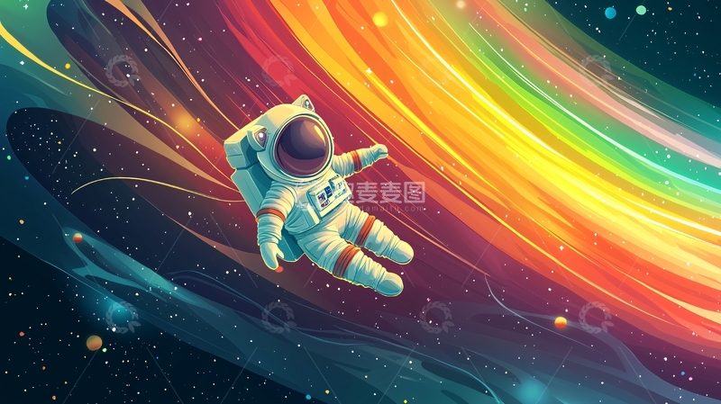 高清大图下载【趣麦麦图】宇航员太空彩虹