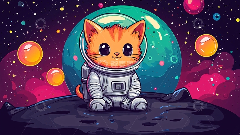 高清大图下载【趣麦麦图】太空猫