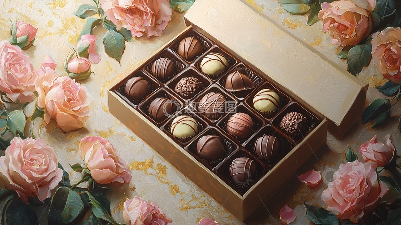 高清大图下载【趣麦麦图】玫瑰花巧克力礼盒