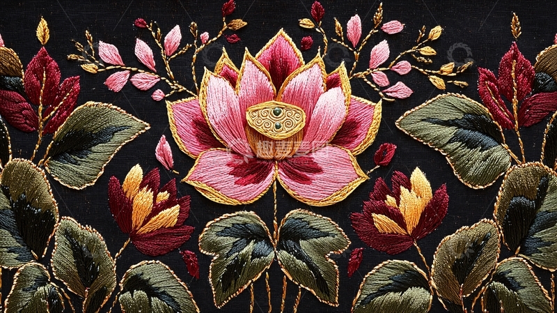 高清大图下载【趣麦麦图】精美刺绣花卉图案