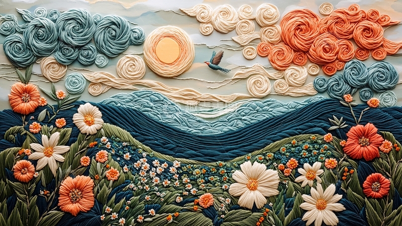 高清大图下载【趣麦麦图】毡制风景画