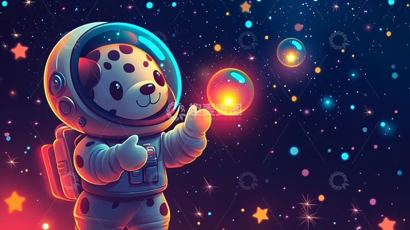 高清大图下载【趣麦麦图】太空狗宇航员