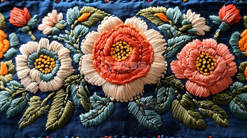 高清大图下载【趣麦麦图】精美刺绣花卉图案