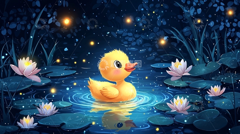 高清大图下载【趣麦麦图】夜晚小鸭子