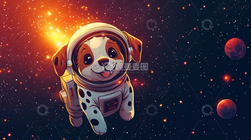 高清大图下载【趣麦麦图】太空狗宇航员