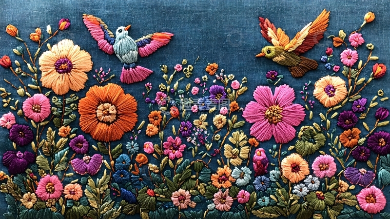 高清大图下载【趣麦麦图】精美刺绣花鸟图