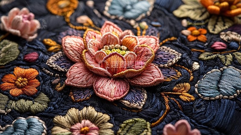 高清大图下载【趣麦麦图】精致手工刺绣花卉图案