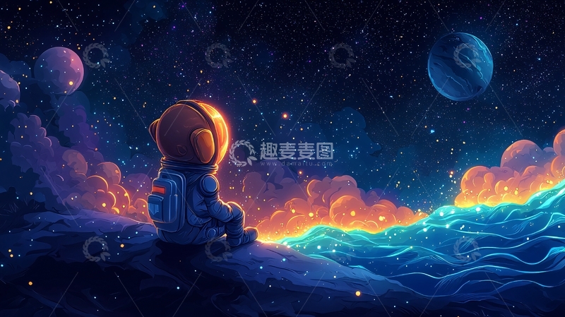 高清大图下载【趣麦麦图】宇航员太空凝望