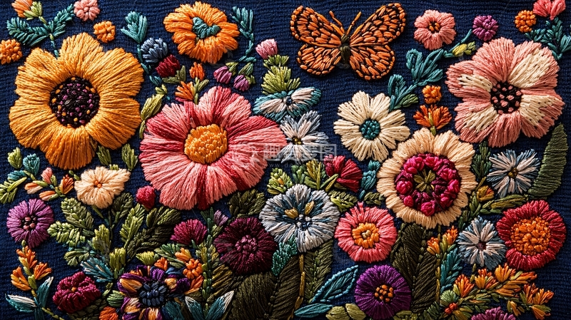 高清大图下载【趣麦麦图】精美刺绣花卉图案