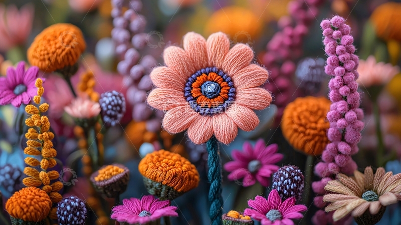 高清大图下载【趣麦麦图】彩色毛线花田