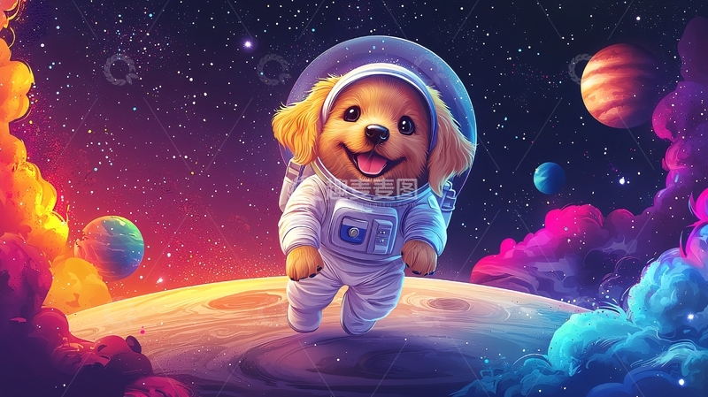 高清大图下载【趣麦麦图】太空狗狗